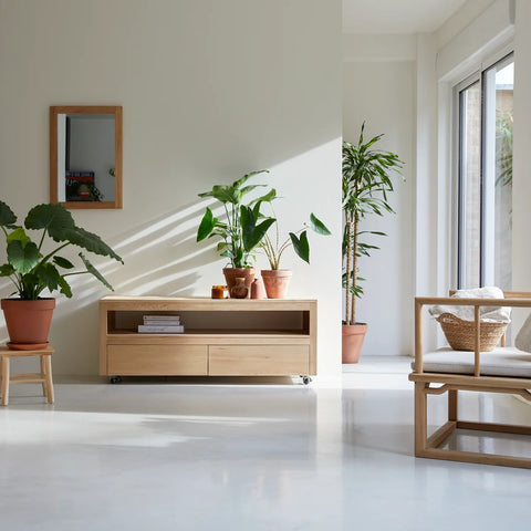 Rotla - Meuble TV en chêne massif 140 cm